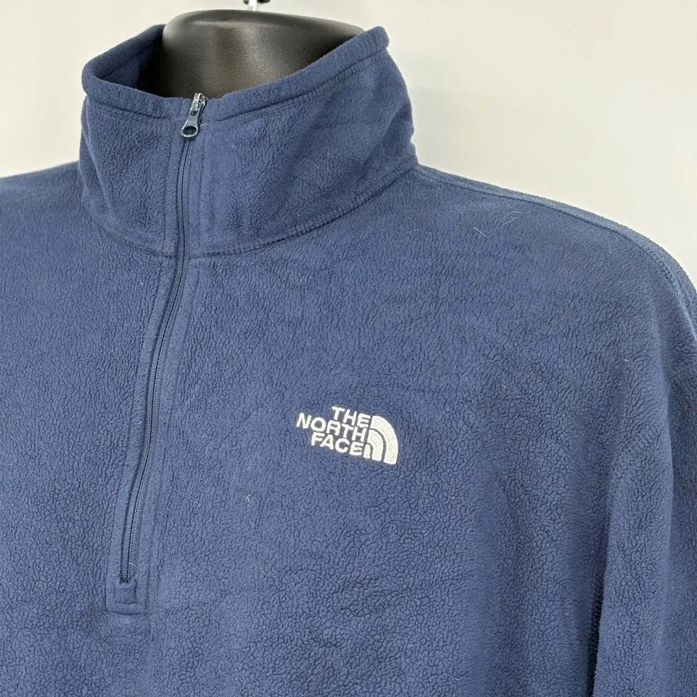 The North Face Mens‎ Fleece Quarter Zip Pullover Navy Blue XL TG